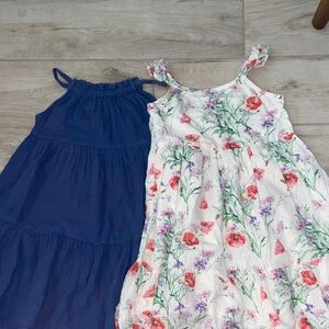 Gap Girls 5T Linen Summer Dress White Floral Sundress Dress